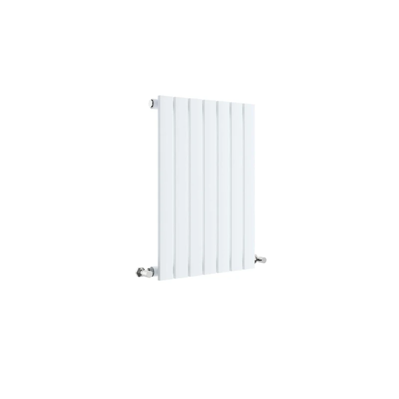 Nuie HLW54 Sloane Modern Home Wall Mount Designer Horizontal Single Panel Radiator, 600mm x 412mm x 53mm, High Gloss, Satin White