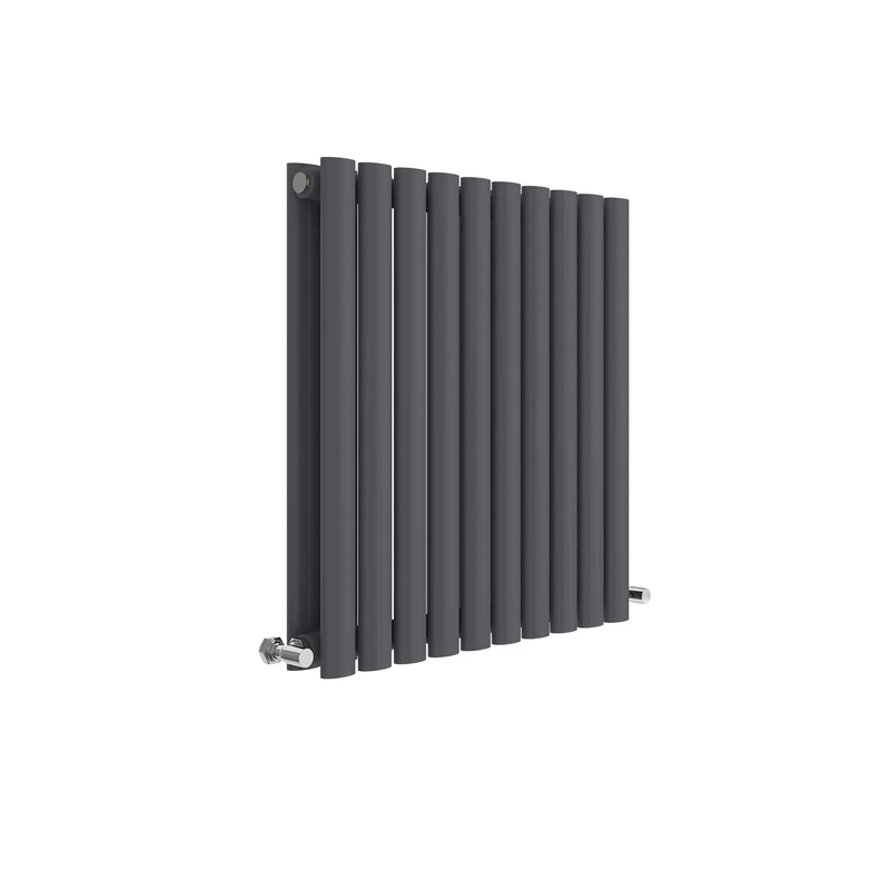 Nuie HLA38D Revive Modern Home Wall Mount Designer Horizontal Double Panel Radiator, 600mm x 586mm x 78mm, Anthracite