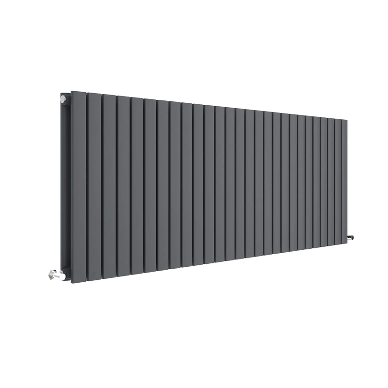 Nuie HLA60D Sloane Modern Home Wall Mount Designer Horizontal Double Panel Radiator, 600mm x 1572mm x 72mm, Anthracite