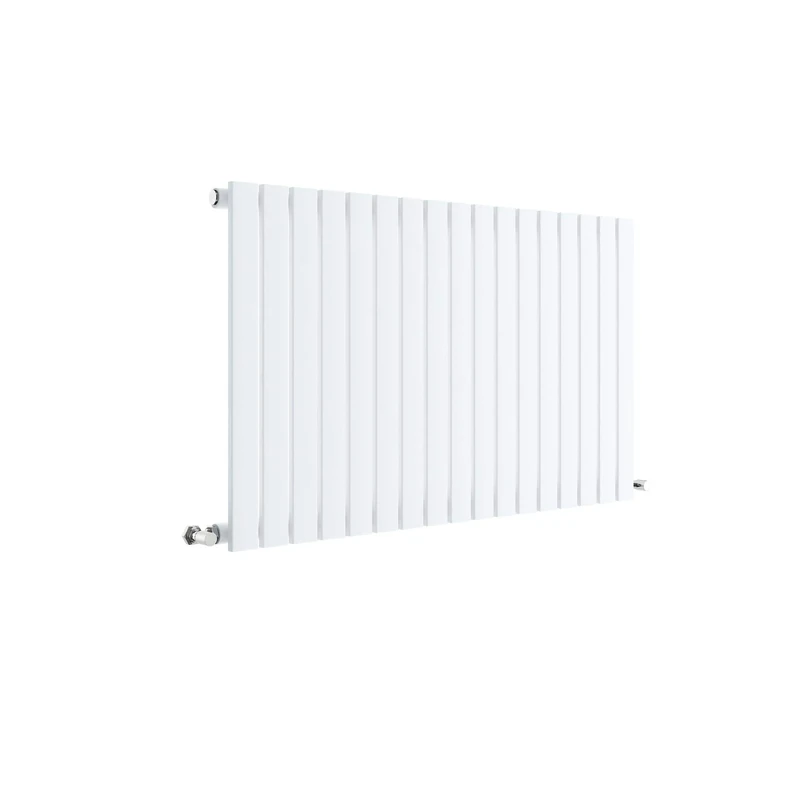 Nuie HLW56 Sloane Modern Home Wall Mount Designer Horizontal Single Panel Radiator, 600mm x 992mm x 53mm, High Gloss, Satin White