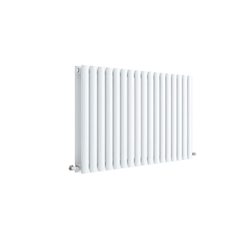 Nuie HL339D Revive Modern Home Wall Mount Designer Horizontal Double Panel Radiator, 600mm x 992mm x 78mm, High Gloss White