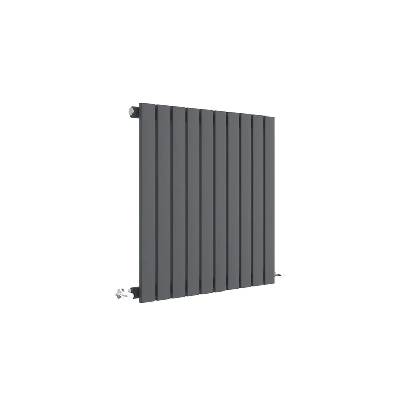 Nuie HLA55 Sloane Modern Home Wall Mount Designer Horizontal Single Panel Radiator, 600mm x 586mm x 53mm, Anthracite