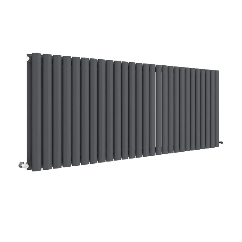 Nuie HLA42D Revive Modern Home Wall Mount Designer Horizontal Double Panel Radiator, 600mm x 1572mm x 78mm, Anthracite