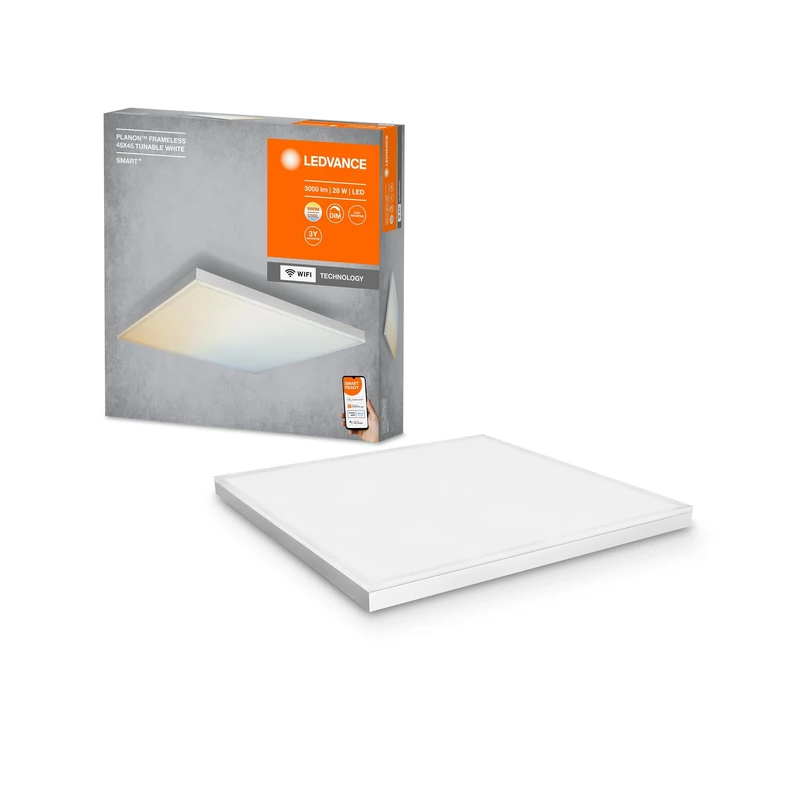 LEDVANCE Smart LEDCeiling Luminaire, Indoor Panel with WiFi Technology, Tunable White (3000K-6500K), 450 mm X 450 mm, Compatible with Google and Alexa Voice Control, Smart+ WiFi ORBIS Frameless