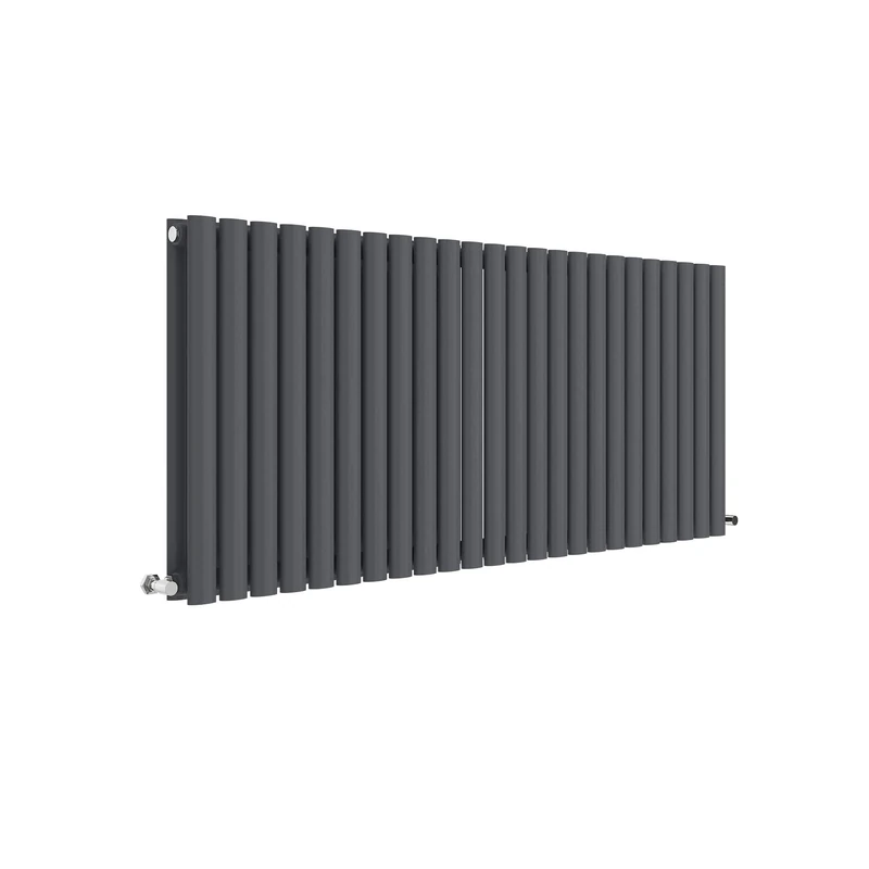 Nuie HLA40D Revive Modern Home Wall Mount Designer Horizontal Double Panel Radiator, 600mm x 1398mm x 78mm, Anthracite