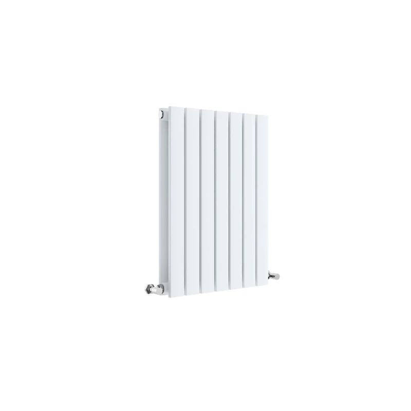 Nuie HLW54D Sloane Modern Home Wall Mount Designer Horizontal Double Panel Radiator, 600mm x 412mm x 72mm, High Gloss, Satin White