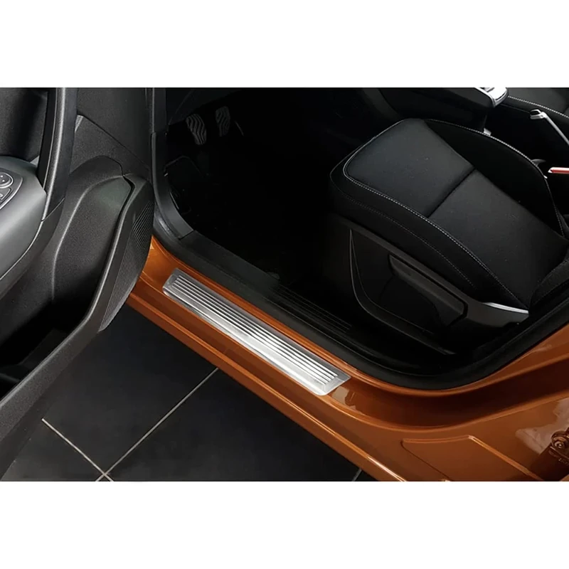 Avisa Stainless Steel Door sill protectors compatible with Renault Captur II 2020- 'Lines' - 4-pieces