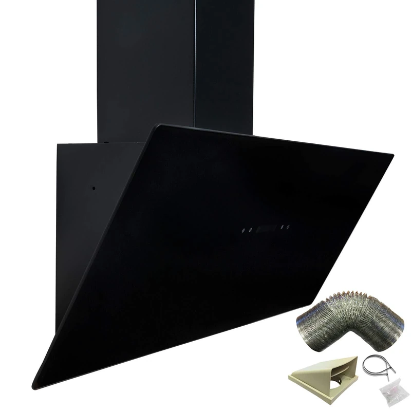 SIA TAG90BL 90cm Angled Touch Control Cooker Hood with 3m Ducting