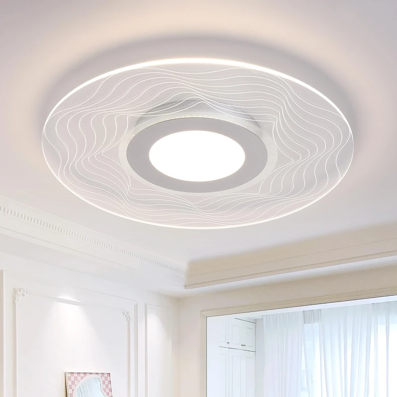 HARPER LIVING Modern Flush Ceiling Light, Acrylic LED Ceiling Light, Circular Shade, Natural White 4000K Indoor Ceiling Lamp for Living Room, Kitchen, Bedroom, Hallway, Hotel, B&B