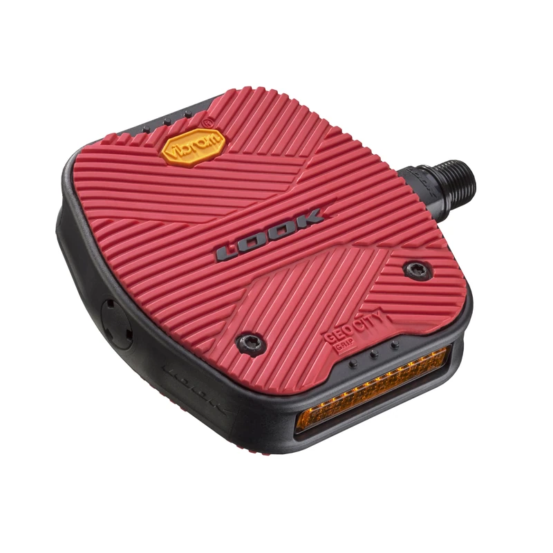 LOOK Cycle - Geo City Grip Bicycle Pedals - Flat Pedals - Slip-Proof Safety - Innovative Activ Grip Rubber - Premium High-Performance Urban Bike Pedal - Red - Image 1