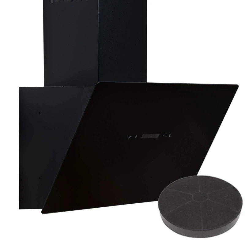 SIA TAG60BL 60cm Black Angled Touch Control Cooker Hood Extractor Fan & Filter