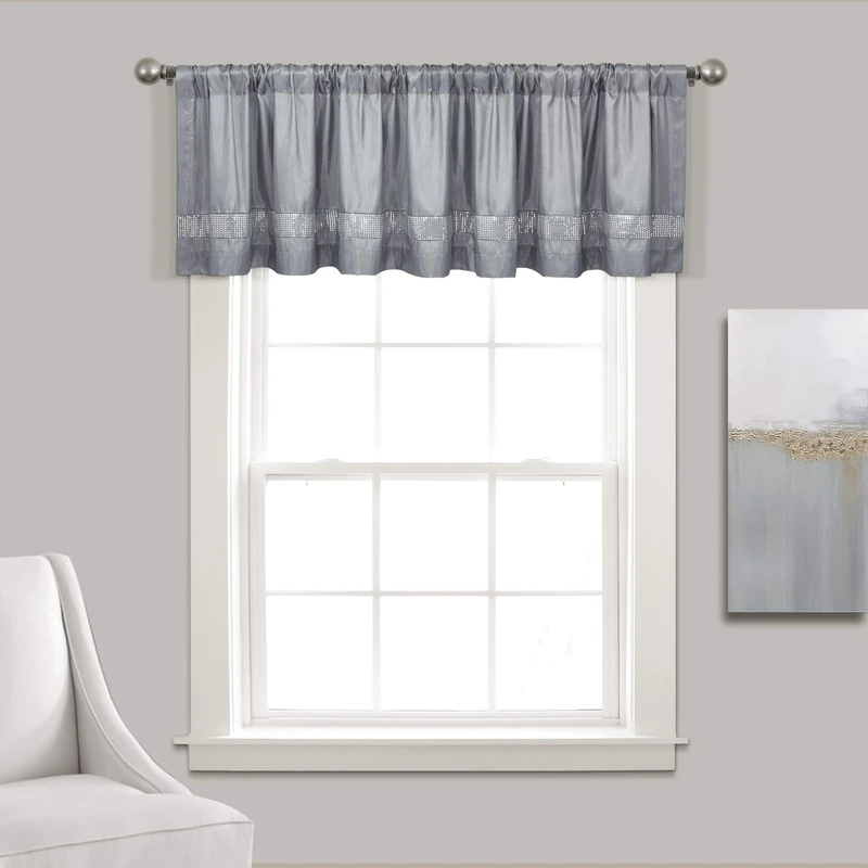 Lush Decor Night Sky Window Curtain Valance, 18" L x 84" W, Gray & Silver