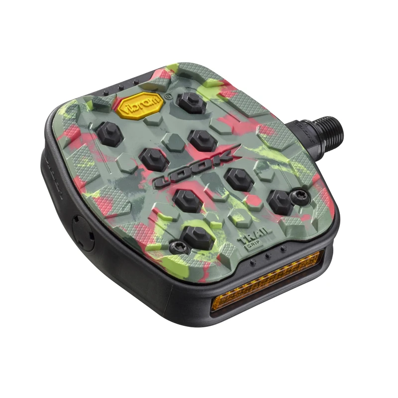 LOOK Cycle - Geo Trail Grip Bicycle Pedals - Flat Pedals - Reliability, Comfort and Durability - Slip-Proof Safety - Innovative Activ Grip Rubber - High-Performance MTB Bike Pedal - Camo