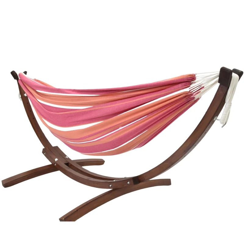 Vivere C8SPCT-36 Double Cotton Hammock with Solid Pine Arc Stand-Mimosa, 254x117x104 cm