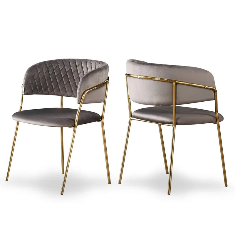 Life Interiors Atarah Lux Velvet Dining Chair, Grey