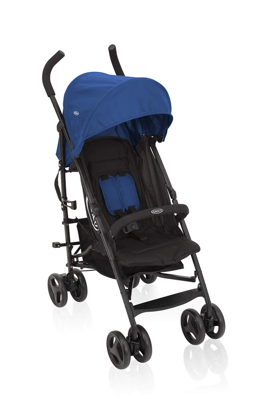 Graco 6BF999CPAEU Travelite Buggy, Lightweight, Small, Foldable, with Reclining Position, Travel Buggy, Pushchair, Blue, Infinitely Adjustable Backrest, Caspian Blue, 1 Piece