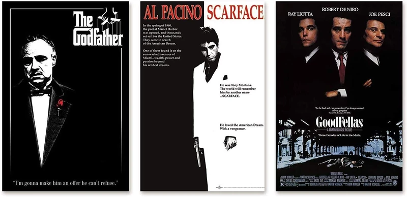 Close Up Gangster Movies Poster Set of 3 The Godfather, Scarface, GoodFellas (61cm x 91,5cm) - Image 1