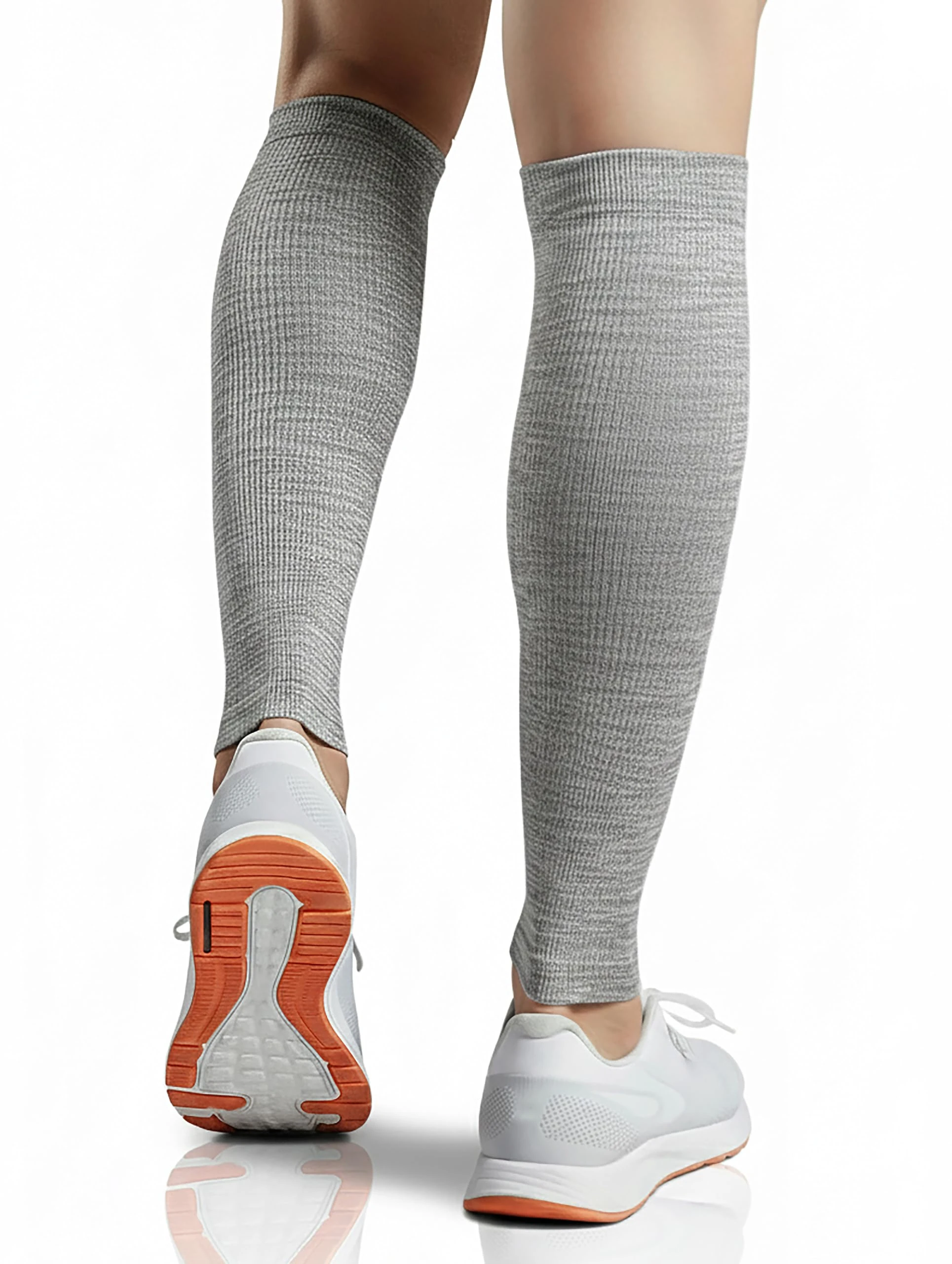 Calf Compression Sleeves (Pair) for Men & Women - Shin Splints, Calf Support Socks, Calves Guards, Leg Brace for Torn Muscle Cramps (S/M, Mixed Grey)