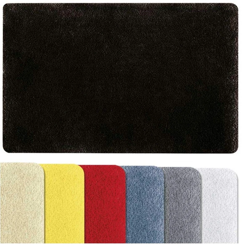 Spirella - Fino Microfibre Bath Mat, Non-Slip, Quick Dry, Long Pile 25 mm, Machine Washable + Tumble Dryer - 60 x 90 cm - Black