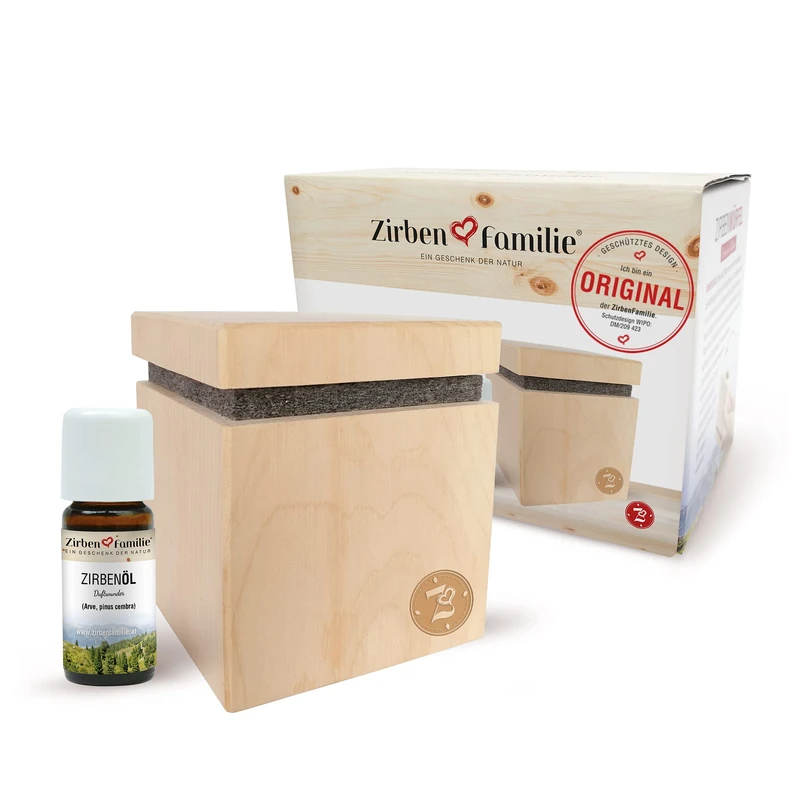 Original Swiss pine cube premium edition, natural aroma diffuser, set with pine oil (10 ml), unique pine fragrance, a product of the pine family, known from the specialist trade and the hotel industry - Image 1