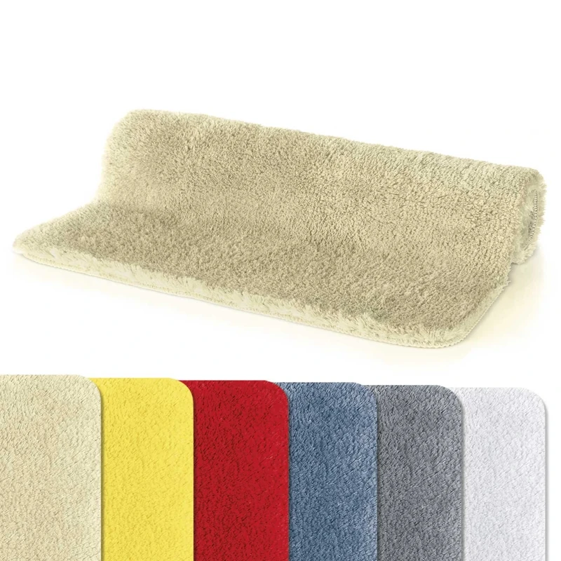 Spirella "Fino" Bath Mat with Long Pile 25 mm Soft Non-Slip Use with Floor Heating Quick Drying 70 x 120 cm Beige