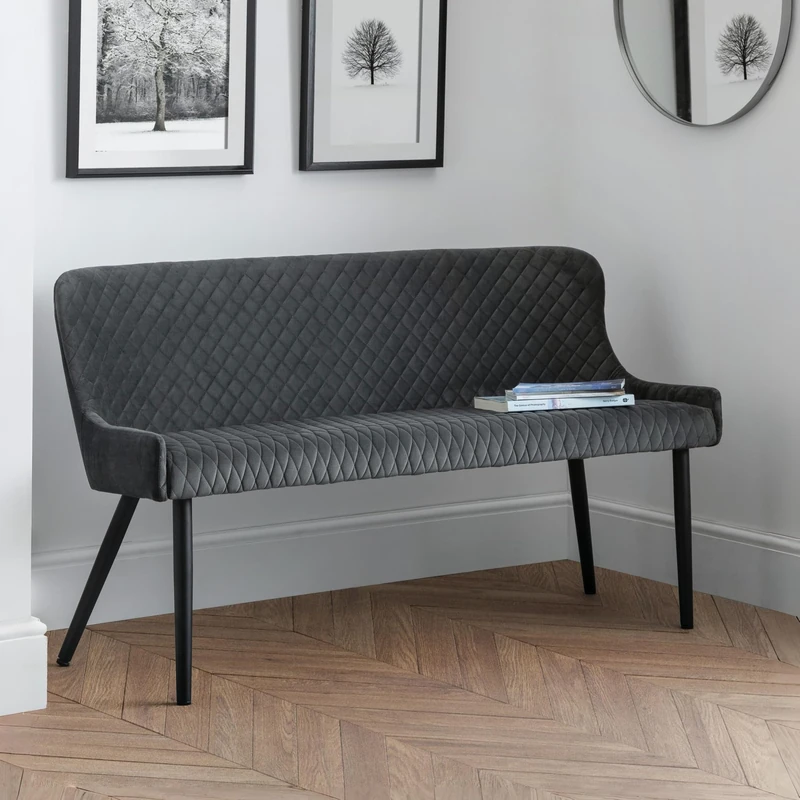 Julian Bowen Luxe High Back Bench, Grey