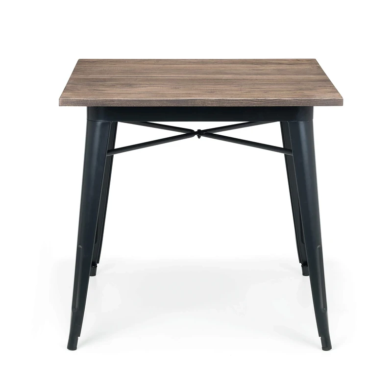 Julian Bowen Grafton Square Dining Table - Mocha Elm/Black - Industrial and Modern Design