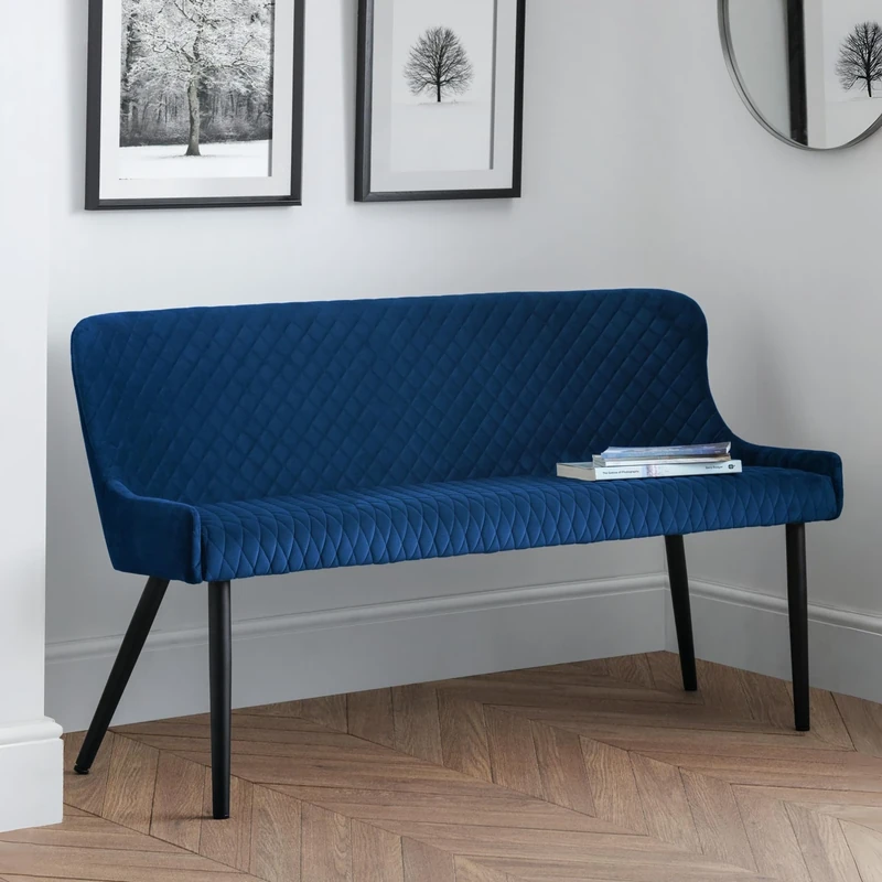 Julian Bowen Luxe High Back Bench - Blue/Black Benches