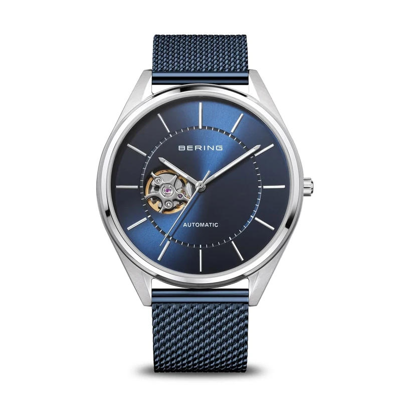 BERING Men's Watch Automatic Movement - Automatic Collection with Stainless Steel and Sapphire Crystal 16743-307 , Silver/Blue