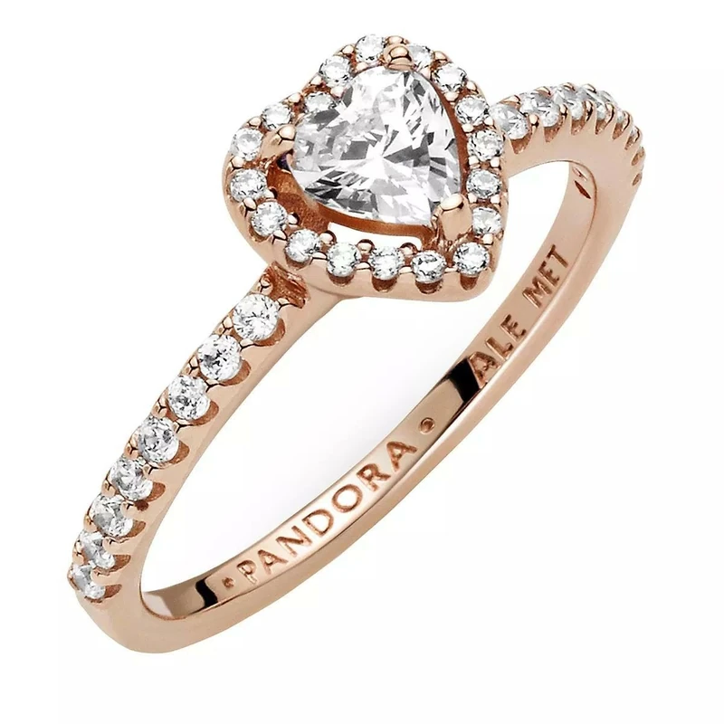 Pandora Timeless Heart 14k rose gold-plated ring with clear cubic zirconia, 54