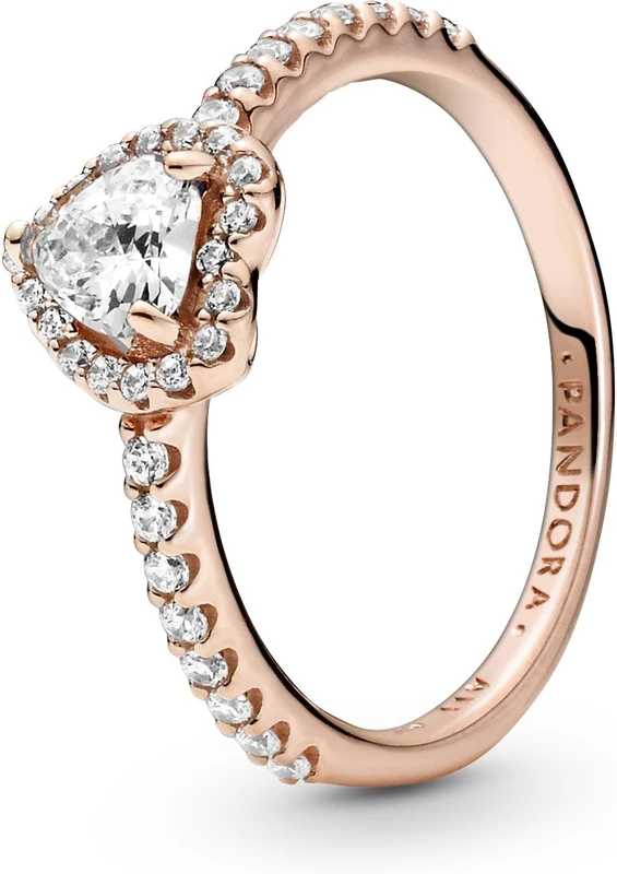 Pandora Timeless Heart 14k rose gold-plated ring with clear cubic zirconia, 48