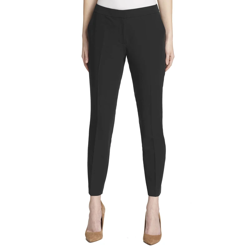Tommy Hilfiger Women's Sloane Elastic Waistback Ankle Trouser Dress Pants Suit, Deep Black, 10