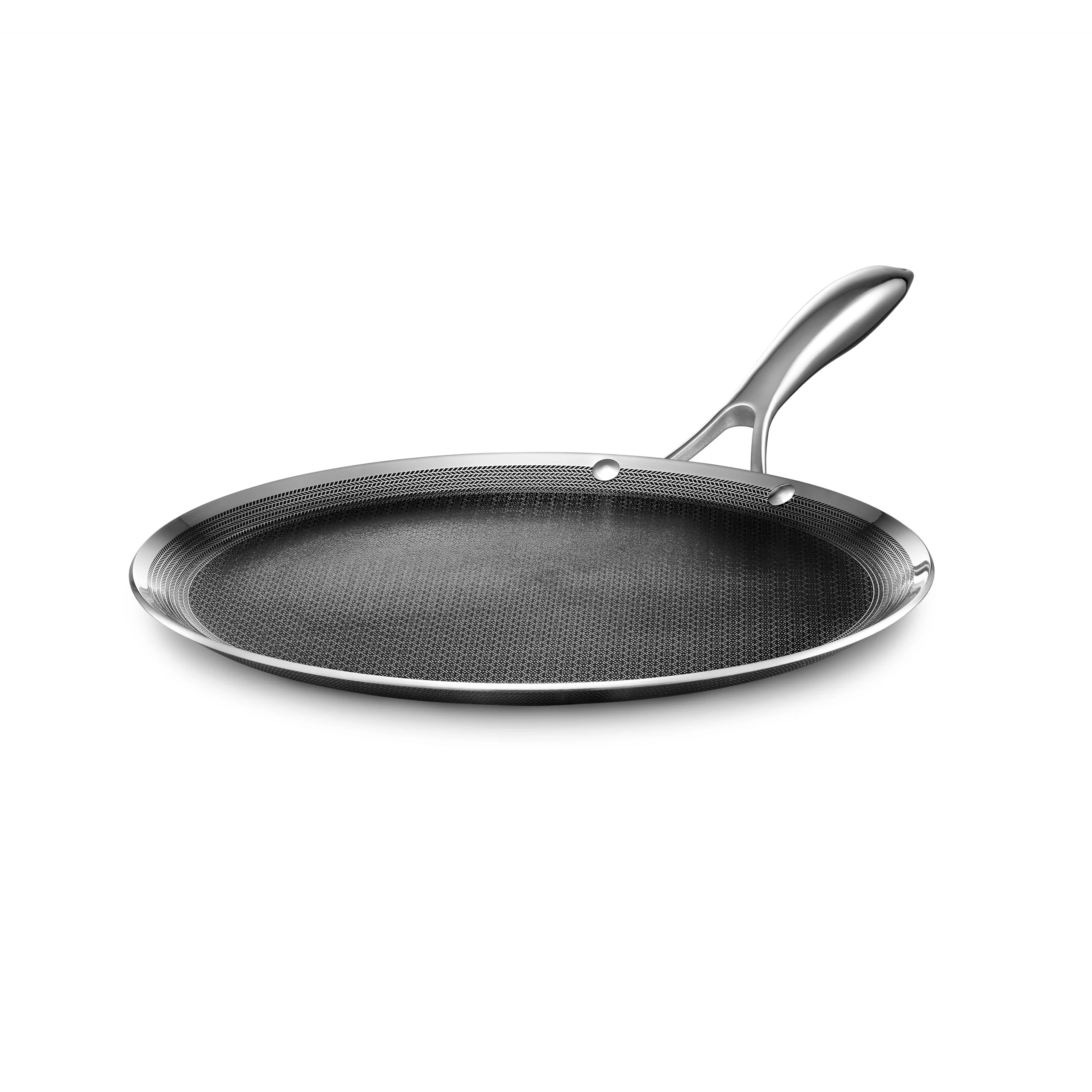 HexClad 30 cm Griddle Fry Pan with Stay-Cool Handle, Hybrid Stainless Steel, Non-Stick Surface, Works with Induction, Ceramic, Non-Stick, Electric, and Gas Cooktops