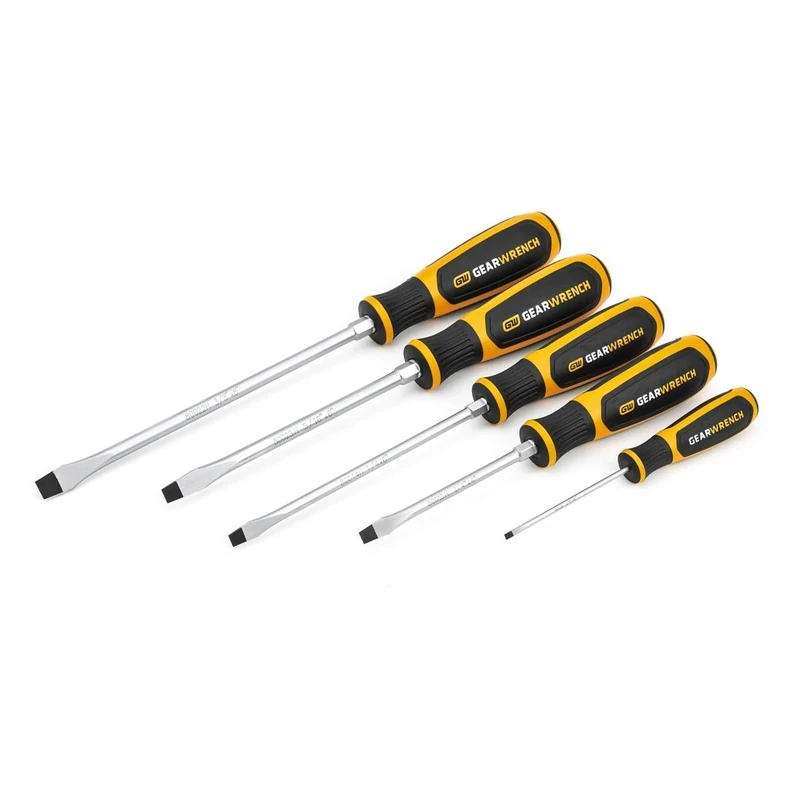 GearWrench 80053H Slotted Dual Material Screwdriver Set, 5 Piece
