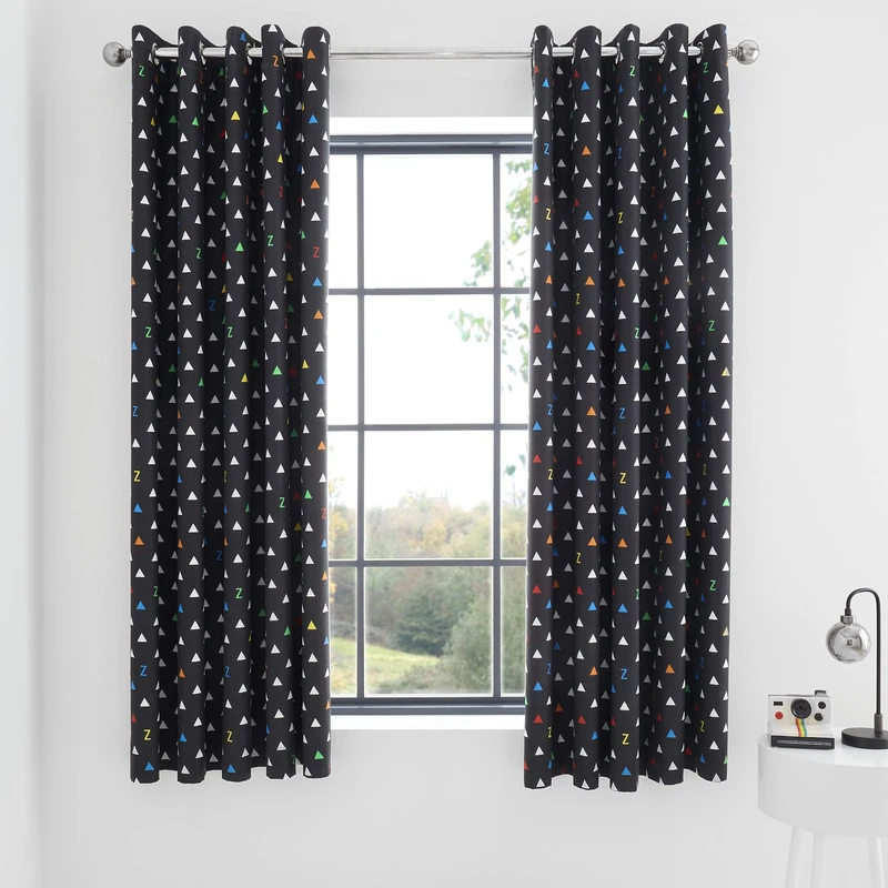 Catherine Lansfield Kids Sleep Black Out 66x72 Inch Eyelet Curtain Pair Multi - Image 1