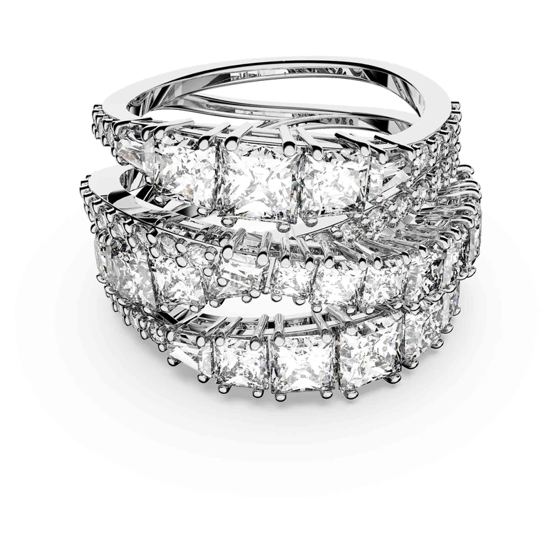 Swarovski Twist Wrap ring, Mixed cuts, White, Rhodium plated