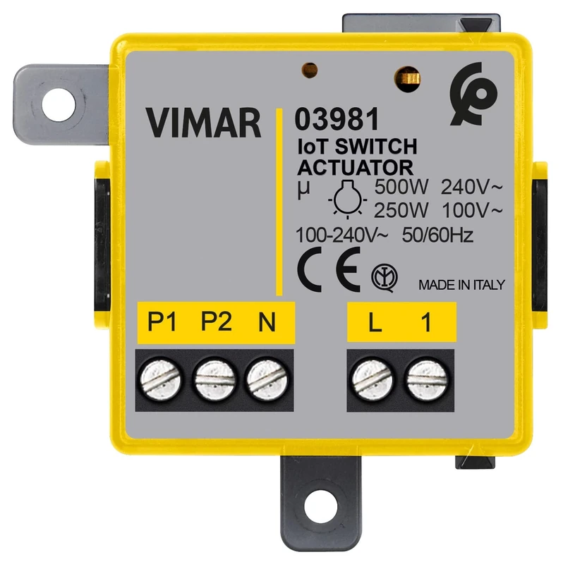 Vimar 03981 IoT Relay Module with NO Output for Incandescent Bulbs, LED, Fluorescent Lamps, Transformers, Remote Control, Dual Bluetooth and Zigbee Technology, Grey