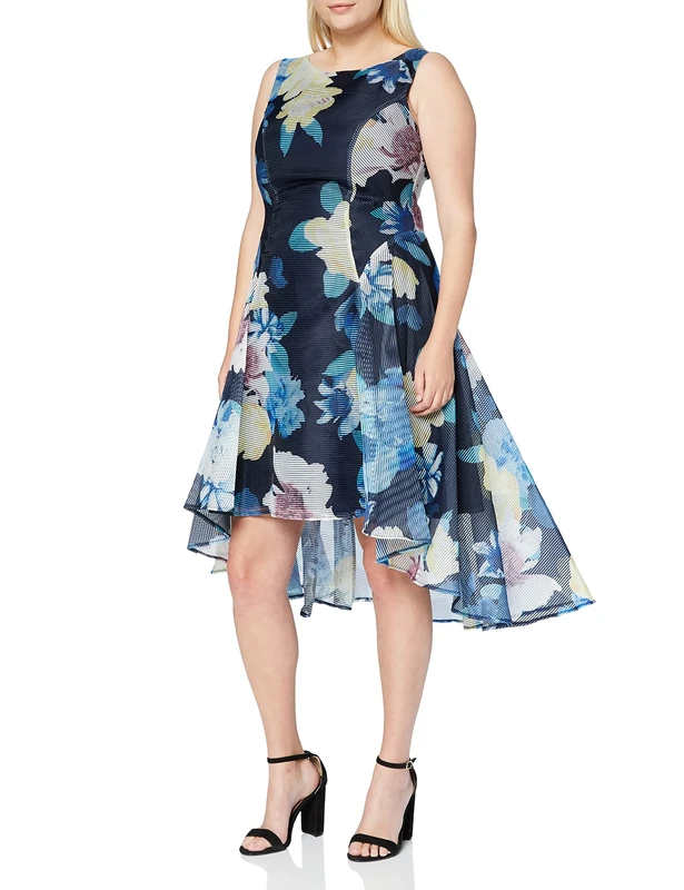 Vera Mont Women's Cocktail Dress, Dark Blue/Yellow, 16