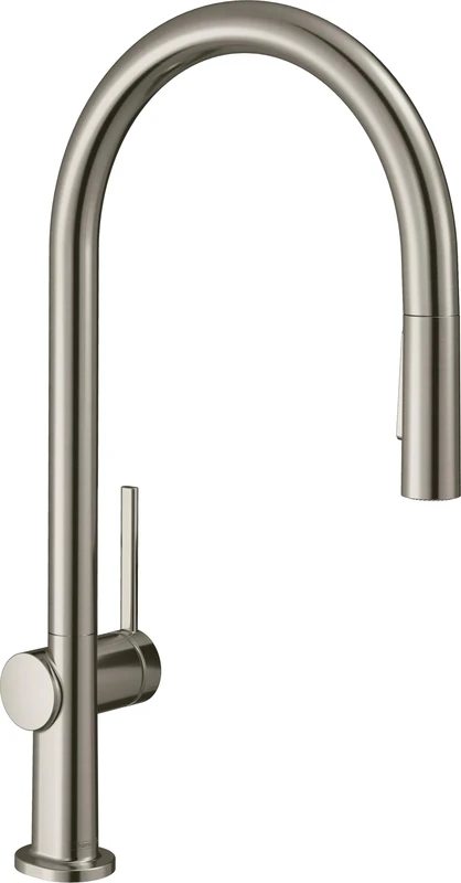 Hansgrohe Talis M54 Single Lever Kitchen Mixer 210 With Pull-Out Spray And Sbox, 2 Spray Modes, Stainless Steel Finish, 72801800