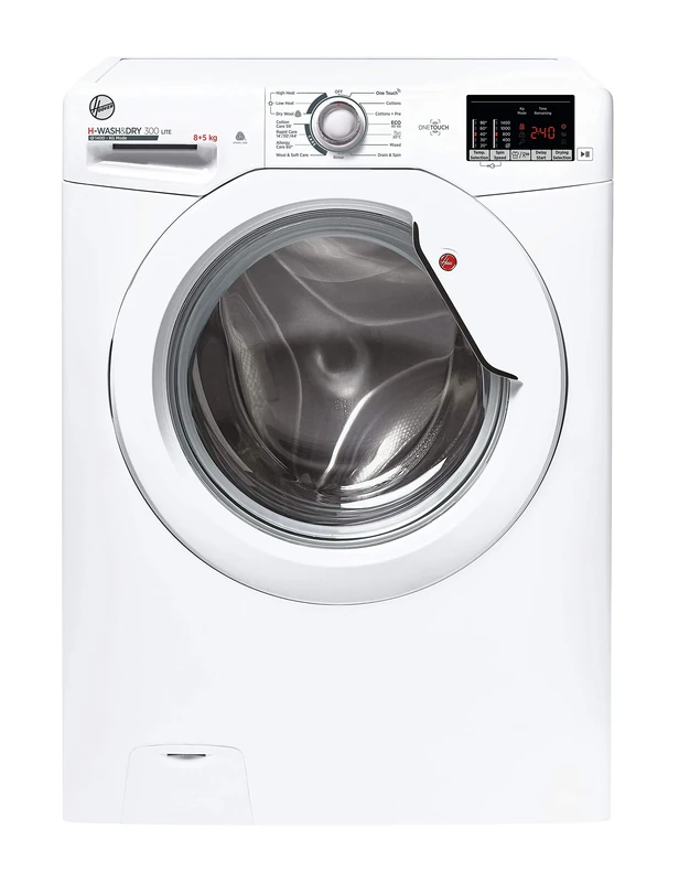 Hoover H-WASH&DRY 300 LITE Freestanding Washer Dryer, 8 Kg Wash + 5 Kg Dry, 1400 RPM, Combined Cycle Class E, NFC & IoT App, Care Cycles & KG Mode, White, 60x53x85 cm - H3D 4852DE/1-80