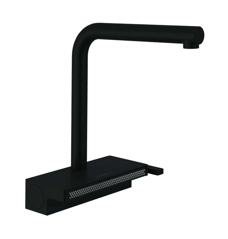 Hansgrohe Aquno Select M81 Single Lever Kitchen Mixer 250 With Pull-Out Spout And Sbox, 2 Spray Modes, Matt Black, 73830670
