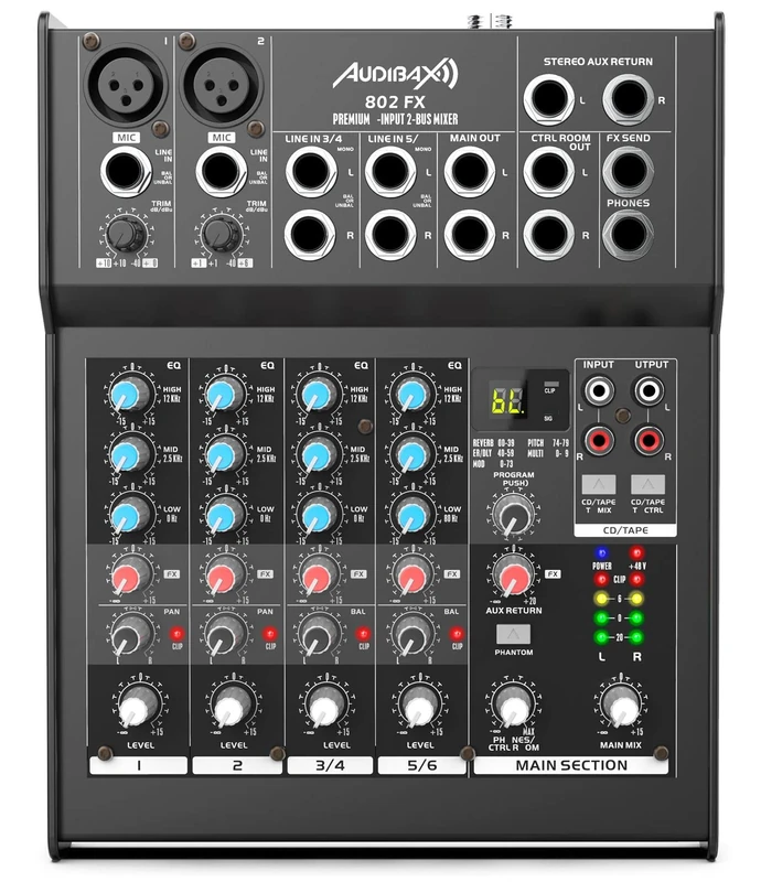 Audibax 802 FX Black Analog Mixing Desk