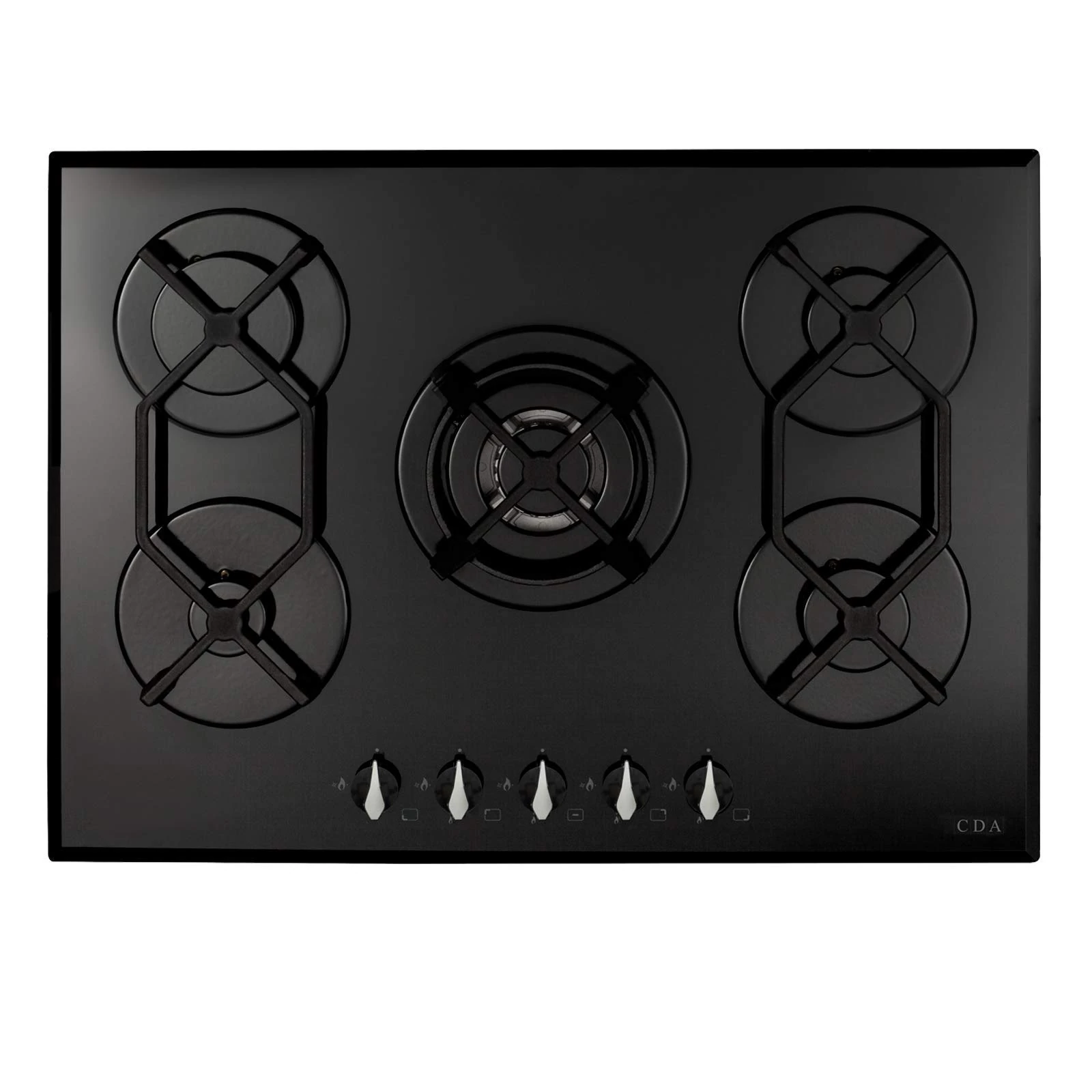 CDA 70cm Gas on Glass 5 Burner Gas Hob - Black