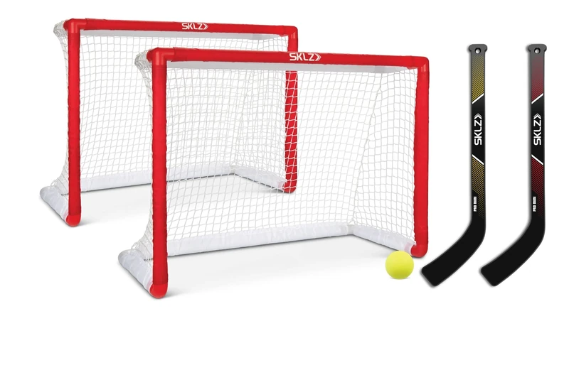 SKLZ Pro Mini Hockey Set, Fun Indoor/Outdoor Game, Includes 2 Durable Goals, 2 Mini Sticks, 1 Foam Ball, Easy Assembly, Goals 77 x 58 x 34 cm, Perfect for Kids, Family Fun - Blue/White - Image 1