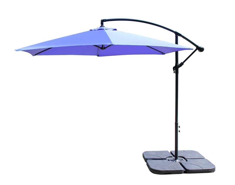 All Seasons Gazebos Ross James premium garden parasol umbrella with crank handle including base weight (Royal Blue)