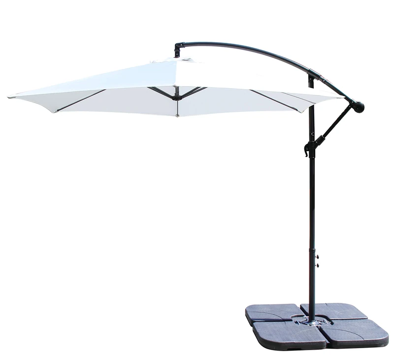 All Seasons Gazebos Ross James premium garden parasol umbrella with crank handle including base weight (White)