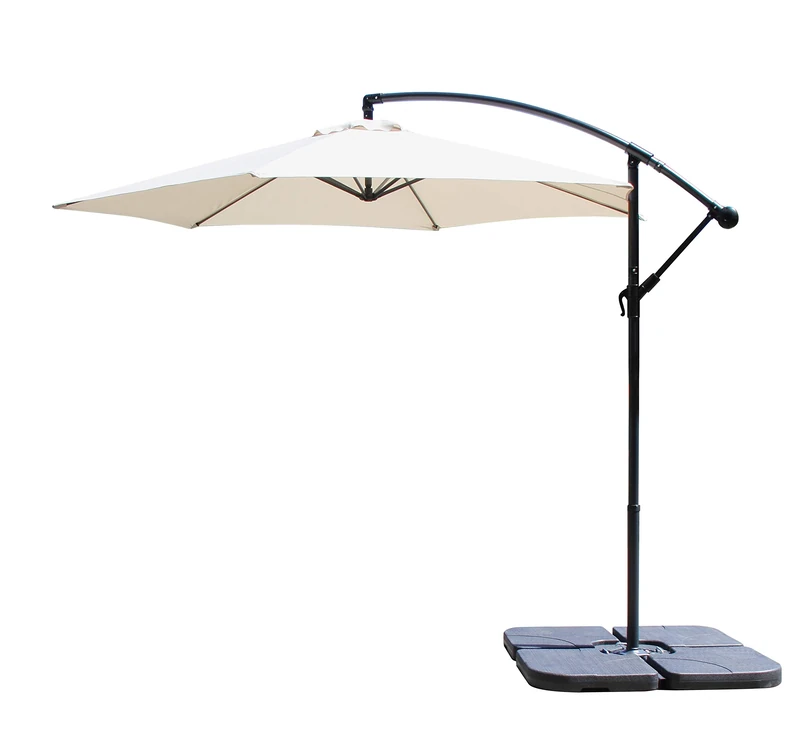 All Seasons Gazebos Ross James premium garden parasol umbrella with crank handle including base weight (Beige)