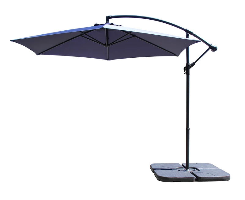 All Seasons Gazebos Ross James premium garden parasol umbrella with crank handle including base weight (Navy Blue) - Image 1