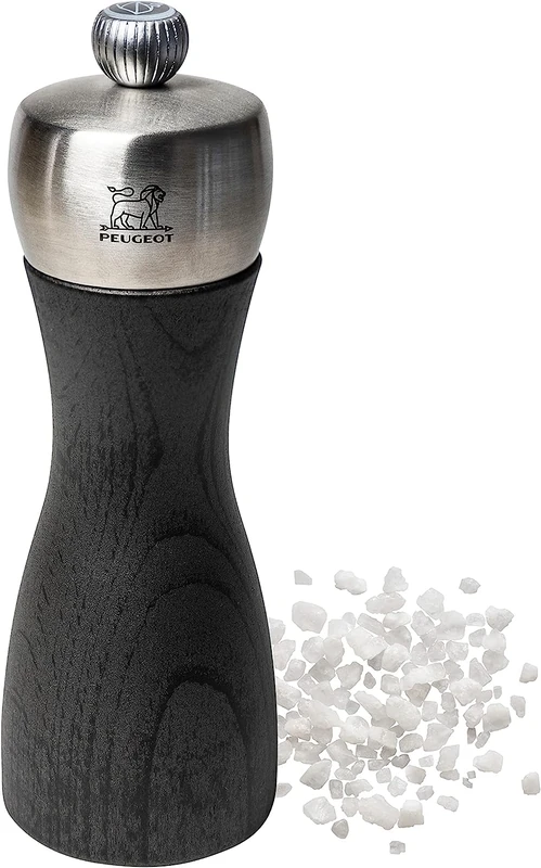 Peugeot - Fidji Salt Mill - Adjustable Grinder - Wood and Stainless Steel - 15 cm - Graphite