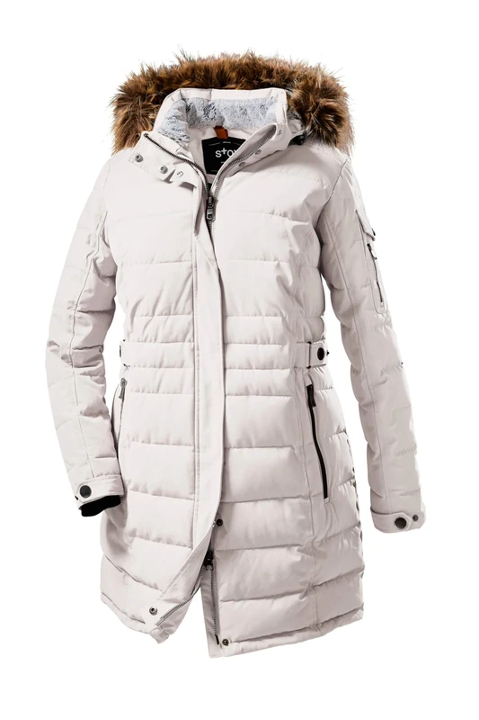 STOY Women's Wmn Quilted Prk A Parka in Down Look with Zip-off Hood, womens, 36017-000, off-white, 52 (EU)